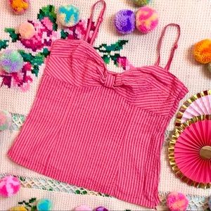 H&M Pink Striped Sweetheart Tank Top Bow Small